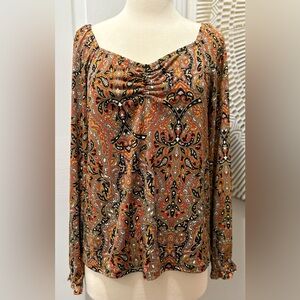 Michael Kors Paisley Print Top in Orange and Black
